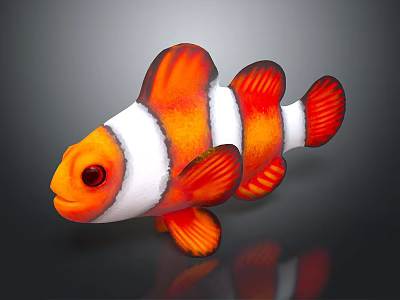 Vibrant Orange White Striped Clownfish With Red Eyes Aquatic Marine Animal 3d model Vibrant Orange White Striped Clownfish With Red Eyes Aquatic Marine Animal 3d model