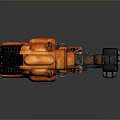 Orange Mechanical Device With Heavy Industrial Structure And Detailed Gray Black Parts