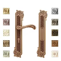 Vintage Ornate Brass Door Handle Featuring Intricate Carvings And Decorative Plates