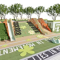 Fun Kids Play Area With Slides Green Trees Soft Lawn And Climbing Structures For Children