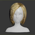 White Mannequin Head With Blonde Short Hair And Smooth Facial Features