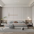 Modern Bedroom Interior Design With Large Bed Nightstands Pendant Lights And Wardrobe