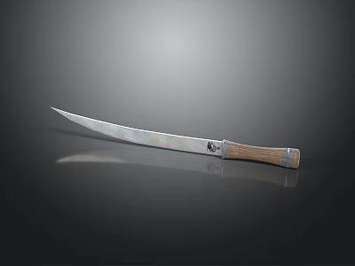 Carved Sculpture Knife With Metal Blade Wooden Handle On Dark Background 3d model