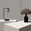 Modern Table Lamps Featuring Black Stand Transparent Shade And Gold Dome Base On White