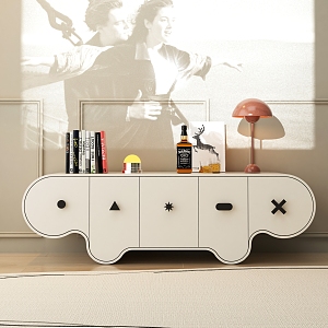 Cream Wind TV Cabinet Combination Decorative Cabinet Design Creative 3d model