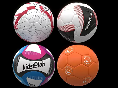 Sports Equipment Various Colored Soccer Balls With Different Designs For Kids And Sports Use 3d model