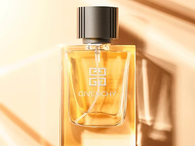 Givenchy Eau De Parfum Bottle With Stylish Cap And Golden Liquid 3d model