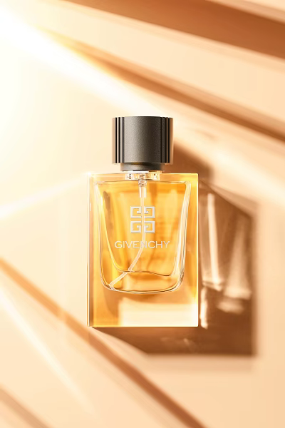 Givenchy Eau De Parfum Bottle With Stylish Cap And Golden Liquid 3d model