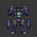 Futuristic Blue Robot Model Featuring Mechanical Armor Pink Accents And Yellow Details
