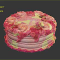 Beautifully Decorated Cake With Pink And White Cream Roses On Top