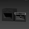 Modern Kitchen Interior Featuring Built-in Oven And Coffee Machine Appliances In White Cabinets