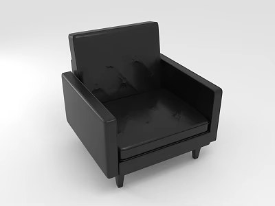 Black Modern Single Sofa With Armrest Backrest Simple Design And Wooden Legs 3d model