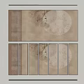 Japanese Style Bedroom Accent Wall Design With Circular Patterns And Branch Decor