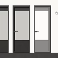 Modern Poliform Hinged Doors With Black Frames And Glass Panels 3d model