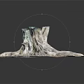 Artistic Wood And Stone Tree Stump Sculpture With Detailed Intricate Root Structure Design