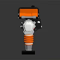 Orange and Black Industrial Vibratory Rammer With Spring Base Construction Tool 3d model
