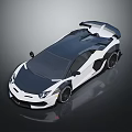 Sleek White Super Sports Car With Carbon Fiber Roof And Rear Spoiler