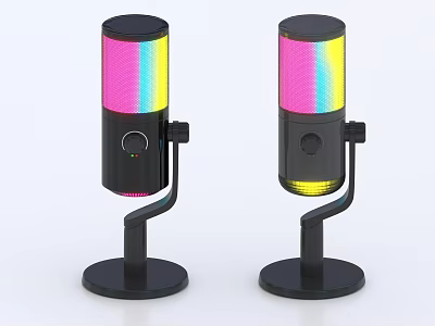 Dual Headphone Speakers Featuring RGB LED Lights And Black Stand Base Design 3d model