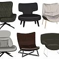 Multiple Modern Accent Chairs With Different Styles Various Colors And Comfortable Seats 3d model