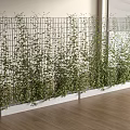 Indoor Vine Covered Grid Screen With Wooden Floor And Window View