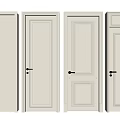 Light Colored Interior Hinged Doors With Various Panel Designs And Metal Handles 3d model