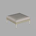 Modern Minimalist Ottoman With Light Gray Cushion And Woven Frame White Legs