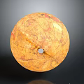 Tan Colored Decorative Globe With Detailed Map Patterns And Metal Dot