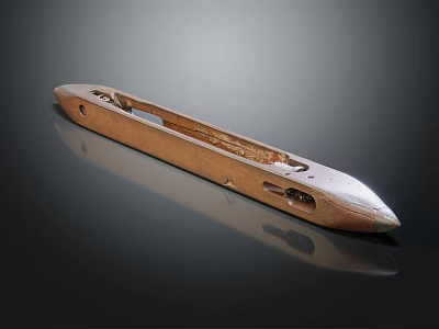 Antique Wooden Boat Hull Featuring Structural Holes And Smooth Wooden Surface 3d model