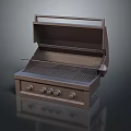 Outdoor Grill With Dark Brown Finish Open Lid And Knob Controls Grill Grates 3d model