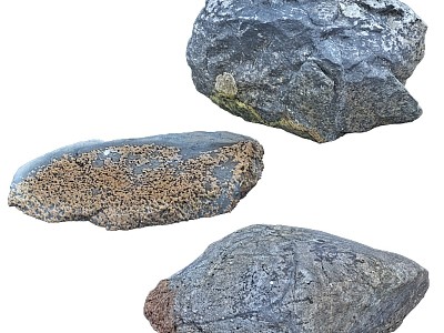 Modern gardening sketch rock beach photogrammetry stone model