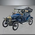 Vintage Blue Convertible Car With White Top Classic Design And Old Fashioned Wheels