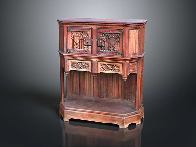 Traditional Carved Wooden Cabinet With Decorative Doors And Intricate Details 3d model