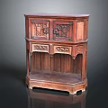 Traditional Carved Wooden Cabinet With Decorative Doors And Intricate Details