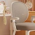 Kids White Desk and Chair Set With Bear Design Gray Cushion in Bedroom