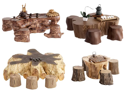 New Chinese Tea Table Root Carving Tea Table 3d model