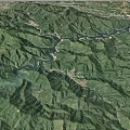 Green Mountain Terrain With Winding River And Lush Valleys In Satellite View