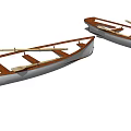 Two Traditional Wooden Boats with Classic Hull Design and Wooden Rowing Oars