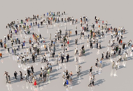 Many people have a bird's eye view of the combination of people and people 3d model