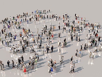 Many people have a bird's eye view of the combination of people and people 3d model