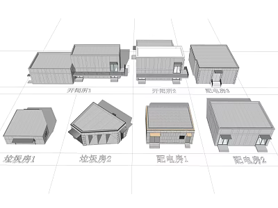 Architectural Design Layouts For Different Garbage And Power Distribution Auxiliary Buildings 3d model