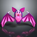 Cartoon Bat Character With Pink Wings Purple Body And Sharp Fangs