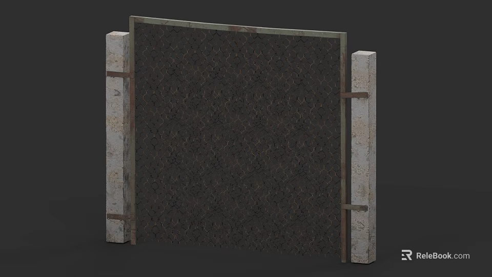 Modern Light Panel Design With Metal Frame Dark Textured Surface And Support Posts 3d model