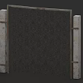 Modern Light Panel Design With Metal Frame Dark Textured Surface And Support Posts 3d model
