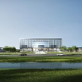 Modern Industrial Factory Complex With Large Scale Layout Greenery Roads And River