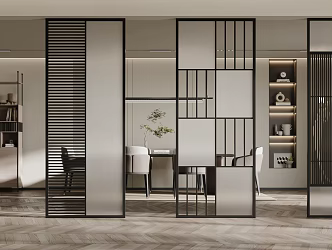 Modern screen partition glass partition 3d model