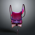 Stylish Red Backpack With Shoulder Straps And Pink Decorative Details
