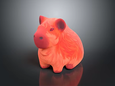 Orange Plush Capybara Stuffed Toy With Soft Texture Sitting Figurine 3d model