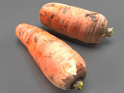 Fresh Organic Carrots With Green Tops And Natural Skin Texture 3d model