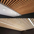 Modern Wooden Slat Ceiling With Recessed Lights And Sleek Contemporary Design