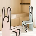 Adorable Children's Chairs With Rabbit Ears Pink And Light Blue For Kids Room